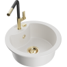 Mexen Diego granite single-bowl sink with Flora kitchen faucet, white - 6512-20-670401-57-G