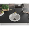 Mexen Diego 1-bowl granite sink with Flora kitchen faucet, white - 6512-20-670401-57-B