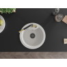 Mexen Diego 1-bowl granite sink with Flora kitchen faucet, white - 6512-20-670401-57-B