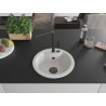 Mexen Diego 1-bowl granite sink with Flora kitchen faucet, white - 6512-20-670401-70-B