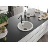 Mexen Diego 1-bowl granite sink with Flora kitchen faucet, white - 6512-20-670401-70-B
