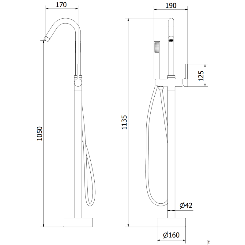 Mexen Gaja freestanding bathtub faucet, black - 75333-70