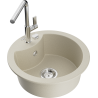 Mexen Diego 1-compartment granite sink with a kitchen mixer tap Flora, Beige - 6512-69-670401-00