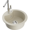 Mexen Diego granite kitchen sink 1-bowl with Flora kitchen faucet, beige - 6512-69-670401-00