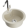 Mexen Diego 1-compartment granite sink with a kitchen mixer tap Flora, Beige - 6512-69-670401-07