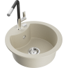 Mexen Diego granite kitchen sink 1-bowl with Flora kitchen faucet, beige - 6512-69-670401-07