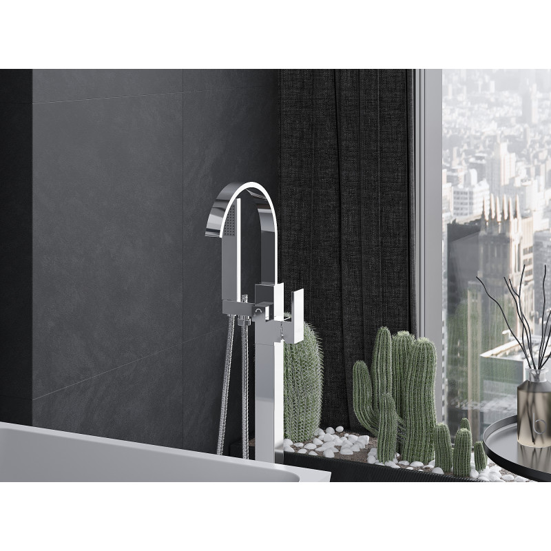 Mexen Veda freestanding bathtub faucet, chrome - 75433-00