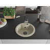 Mexen Diego granite sink 1-bowl with Flora kitchen faucet, beige - 6512-69-670401-07-B