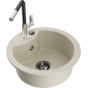 Mexen Diego 1-Bowl Granite Sink with Flora Kitchen Faucet, Beige - 6512-69-670401-07-B