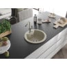Mexen Diego granite sink 1-bowl with Flora kitchen tap, beige - 6512-69-670401-09