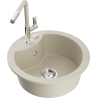 Mexen Diego 1-bowl Granite Sink with Flora Kitchen Faucet, Beige - 6512-69-670401-09