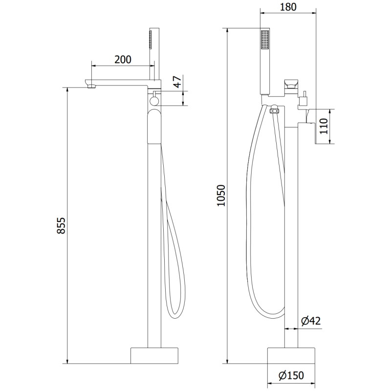 Mexen Leda freestanding bathtub faucet, gold - 75633-50
