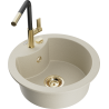 Mexen Diego 1-bowl granite sink with Flora kitchen faucet, beige - 6512-69-670401-57-G