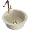 Mexen Diego 1-bowl granite sink with Flora kitchen tap, beige - 6512-69-670401-57-G