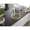 Mexen Diego granite kitchen sink 1-bowl with Flora kitchen faucet, beige - 6512-69-670401-57-B
