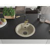 Mexen Diego granite kitchen sink 1-bowl with Flora kitchen faucet, beige - 6512-69-670401-57-B