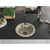 Mexen Diego granite kitchen sink 1-bowl with Flora kitchen faucet, beige - 6512-69-670401-70-B