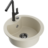 Mexen Diego granit sink 1-bowl with Flora kitchen faucet, beige - 6512-69-670401-70-B