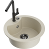 Mexen Diego granite kitchen sink 1-bowl with Flora kitchen faucet, beige - 6512-69-670401-70-B
