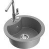 Mexen Diego 1-bowl granite sink with Flora kitchen faucet, gray - 6512-71-670401-00