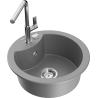 Mexen Diego granite sink 1-bowl with Flora kitchen faucet, gray - 6512-71-670401-00