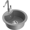Mexen Diego granite kitchen sink 1-bowl with Flora kitchen faucet, gray - 6512-71-670401-06