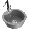 Mexen Diego 1-bowl granite sink with Flora kitchen faucet, gray - 6512-71-670401-07