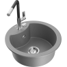 Mexen Diego 1-compartment granite sink with a kitchen mixer tap Flora, Grey - 6512-71-670401-07