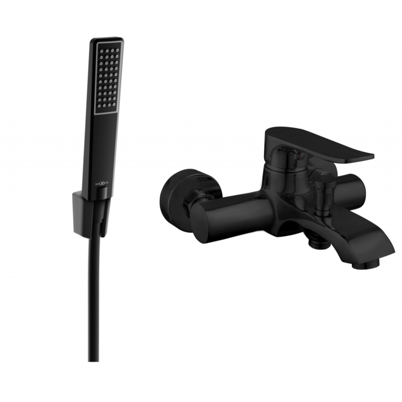 Mexen Pecos R72 bath mixer with shower set, black - 7273R72-70