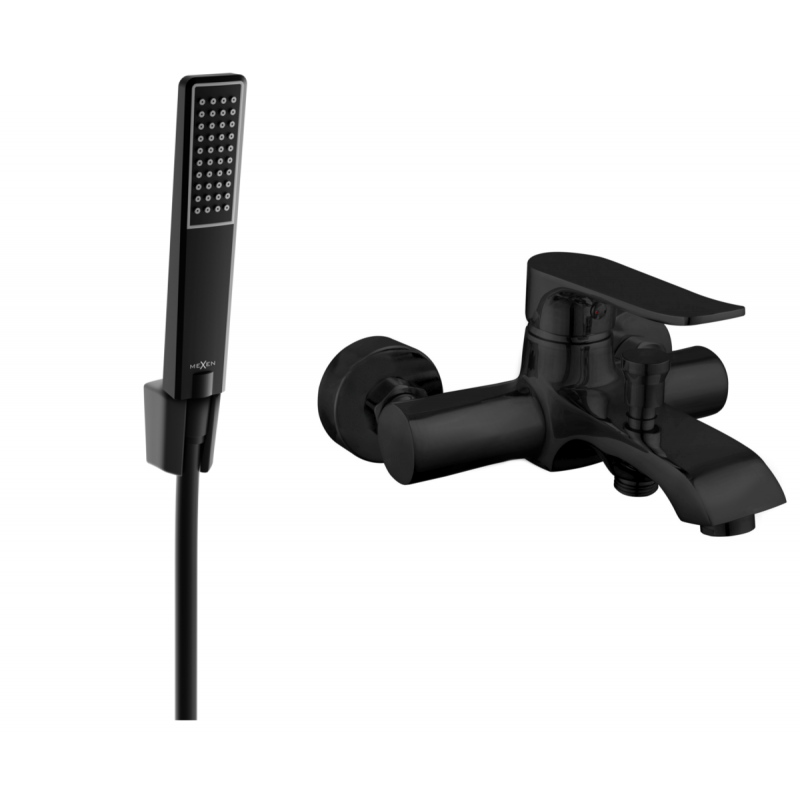 Mexen Pecos R72 bathtub faucet with shower set, black - 7273R72-70