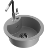 Mexen Diego 1-Bowl Granite Kitchen Sink with Flora Kitchen Tap, Grey - 6512-71-670401-07-B