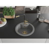 Mexen Diego single-bowl granite sink with Flora kitchen faucet, gray - 6512-71-670401-57-G