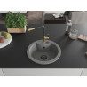 Mexen Diego 1-bowl granite sink with Flora kitchen faucet, gray - 6512-71-670401-57-B