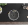 Mexen Diego 1-bowl granite sink with Flora kitchen faucet, gray - 6512-71-670401-57-B