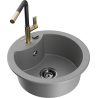 Mexen Diego 1-bowl granite sink with Flora kitchen faucet, gray - 6512-71-670401-57-B