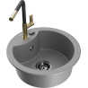 Mexen Diego granite kitchen sink 1-bowl with Flora kitchen faucet, gray - 6512-71-670401-57-B