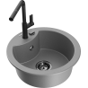 Mexen Diego 1-bowl granite sink with Flora kitchen faucet, gray - 6512-71-670401-70-B