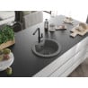 Mexen Diego one-bowl granite sink with Flora kitchen tap, grey - 6512-71-670401-70-B