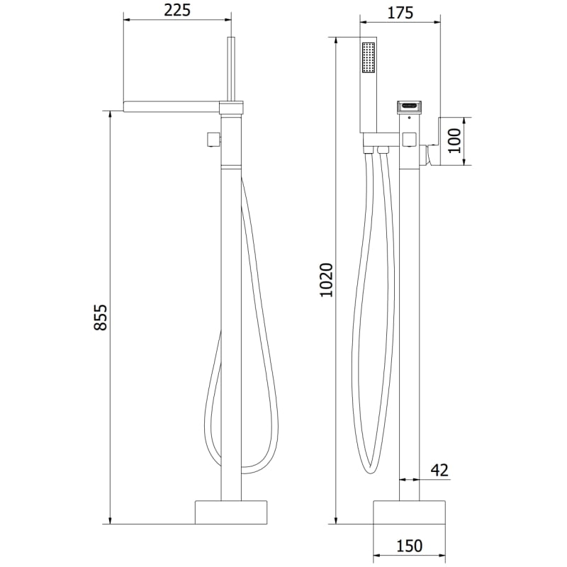 Mexen Algar freestanding bathtub faucet, gold - 75733-50