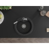 Mexen Diego granite kitchen sink 1-bowl with Flora kitchen faucet, black/silver metallic - 6512-73-670401-07