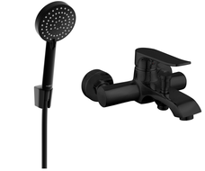 Mexen Pecos R75 bathtub mixer tap with shower head, Black - 7273R75-70
