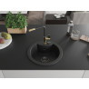 Mexen Diego 1-bowl granite sink with Flora kitchen faucet, black/silver metallic - 6512-73-670401-57-B