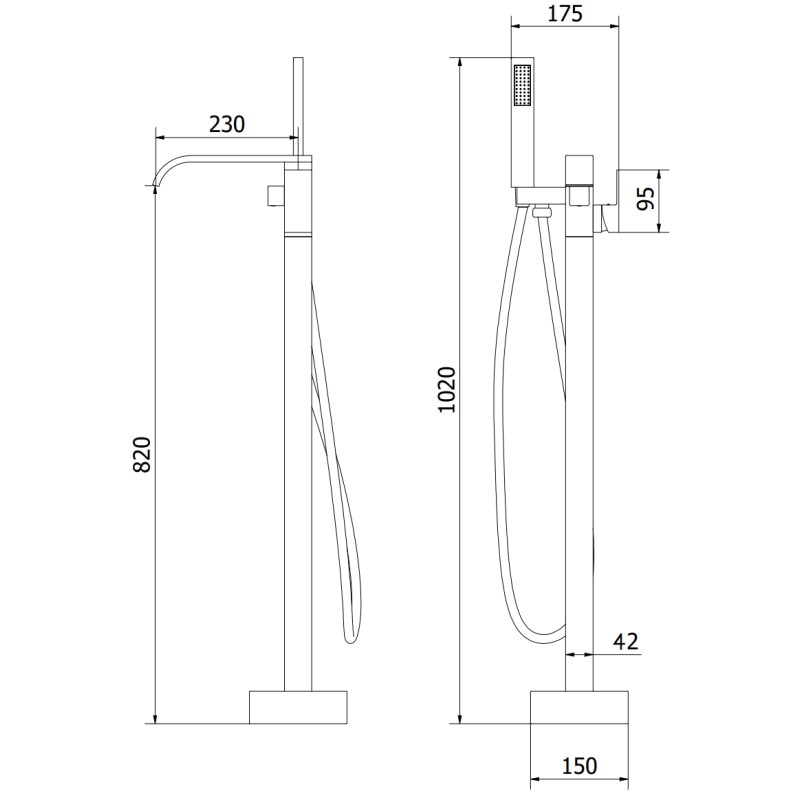 Mexen Lava freestanding bathtub faucet, chrome - 752433-00