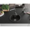 Mexen Diego 1-Bowl Granite Sink with Flora Kitchen Faucet, Black/Gold Metallic - 6512-75-670401-00