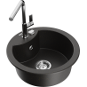 Mexen Diego 1-Bowl Granite Sink with Flora Kitchen Faucet, Black/Gold Metallic - 6512-75-670401-00