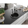 Mexen Diego granite sink, 1-bowl with Flora kitchen faucet, black/gold metallic - 6512-75-670401-07-B