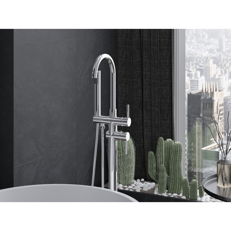 Mexen Alma freestanding bathtub faucet, chrome - 75033-00