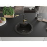 Mexen Diego granite kitchen sink 1-bowl with Flora kitchen tap, black/golden metallic - 6512-75-670401-57-B