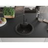 Mexen Diego granite sink 1-bowl with Flora kitchen faucet, black/gold metallic - 6512-75-670401-70-B
