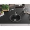 Mexen Diego granite single-bowl sink with Flora kitchen faucet, black speckled - 6512-76-670401-00
